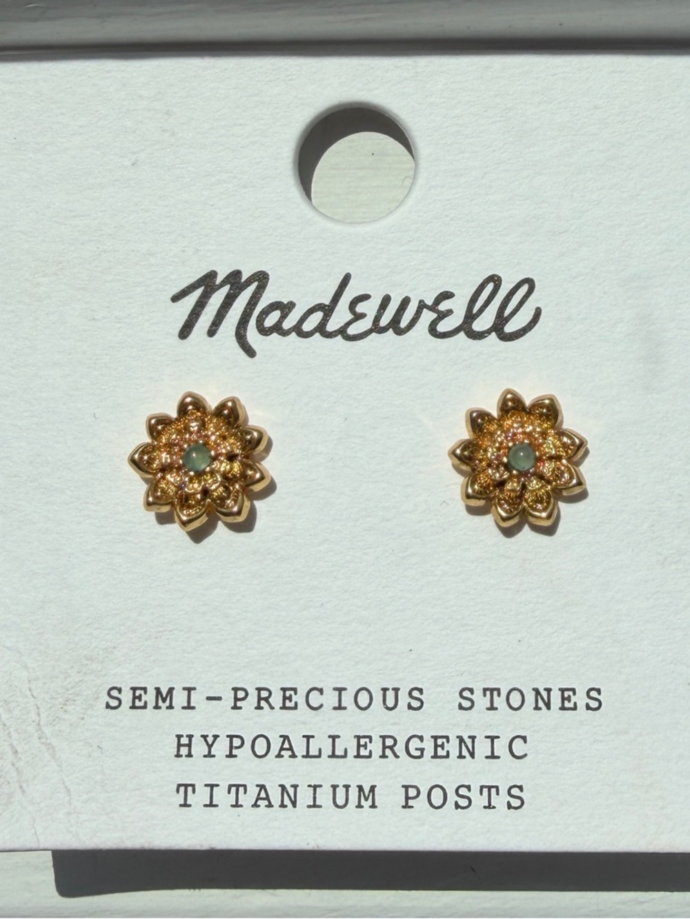 Madewell Gold Floral Studs with Blue Center